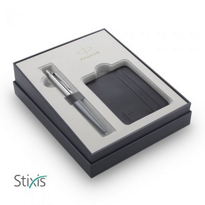 PARKER JOTTER XL MATTE GREY SET BALLPEN AND CARD HOLDER