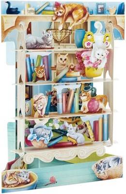 ΕΥΧΕΤΗΡΙΑ ΚΑΡΤΑ 3D CATS ON BOOKSHELVES