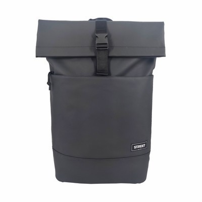 ΤΣΑΝΤΑ BACKPACK FASHION STREET ROLLUP BLACK 30X12X46cm