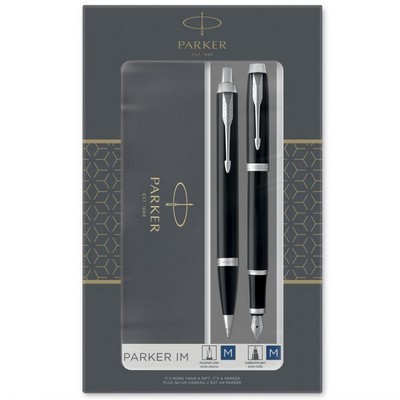 ΣΕΤ PARKER PEN & BALLPEN IM DUO LAQUE BLACK SILVER CT