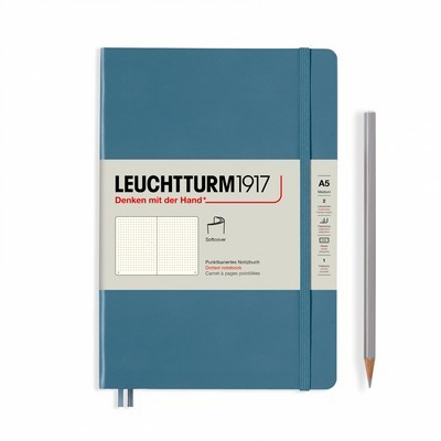 LEUCHTTURM 1917 ΣΗΜΕΙΩΜΑΤΑΡΙΟ A5 ΜΕ ΜΑΛΑΚΟ ΕΞΩΦΥΛΛΟ DOTTED STONE BLUE